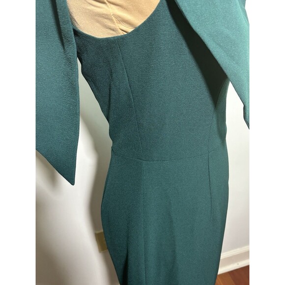 DRESS THE POPULATION Midi Dress Womens Small Green Tiffany One-Shoulder Bow New - Picture 7 of 16